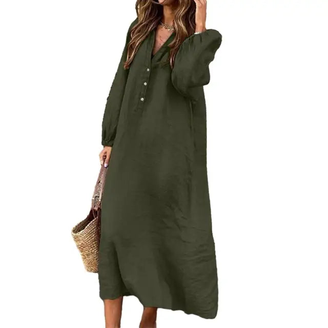 https://ae01.alicdn.com/kf/Sb73ee71b9f7744e5864c71c52c5ad6b0A/Women-Cotton-Linen-Dress-Soft-Comfortable-Dress-for-Women-Elegant-V-neck-Cotton-Linen-Dress-Breathable.jpg_640x640.jpg